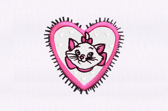 Pink Cat Embroidery Design