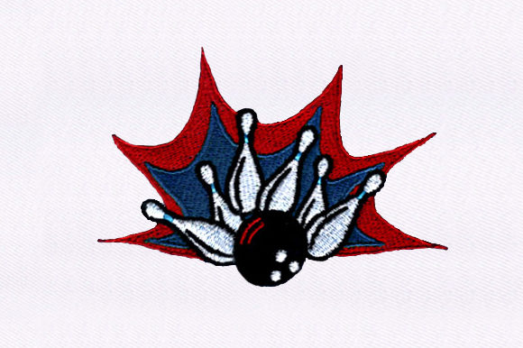 Strike Bowling Embroidery Design